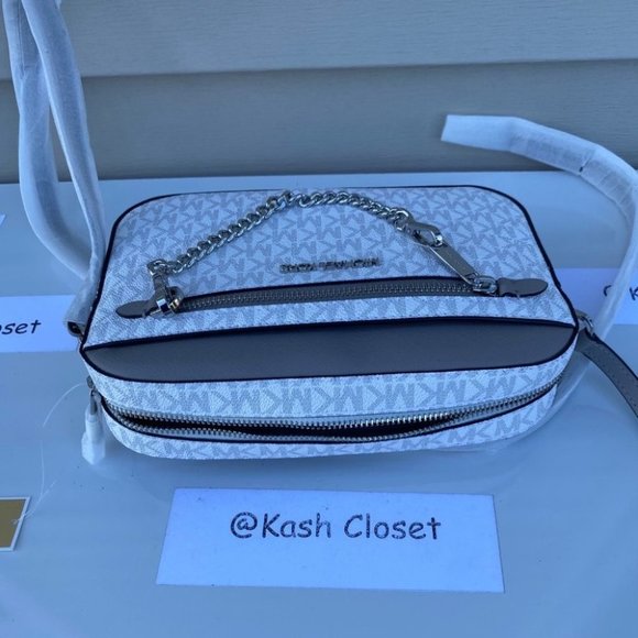 Michael Kors Chain Crossbody Purse Jet set Item Large EW Zip Bright White - Picture 7 of 8